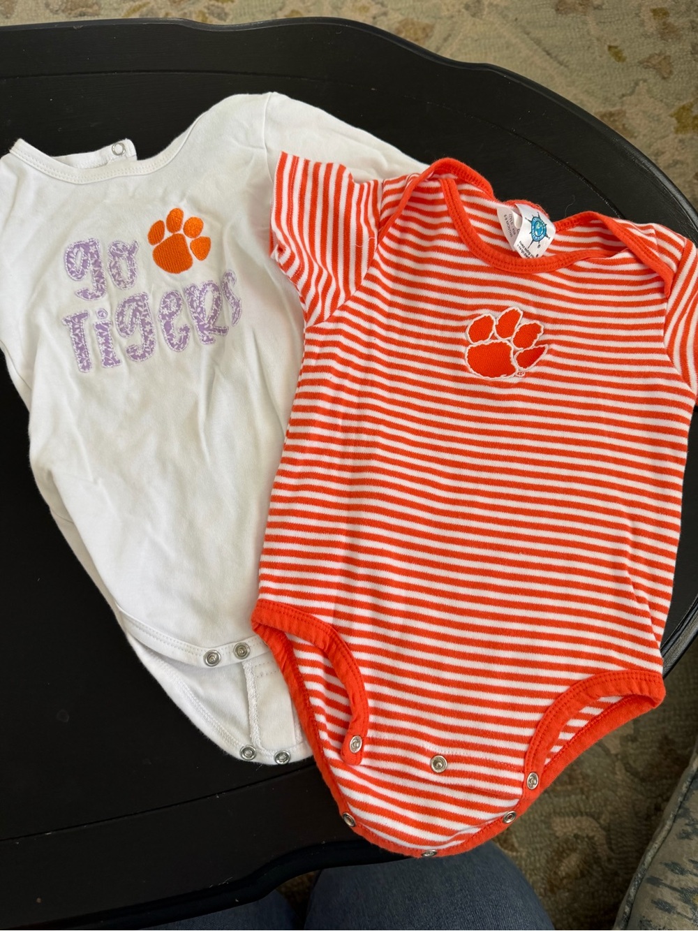 Clemson Paw Stripe Baby One-Piece Bodysuit - Orange & White